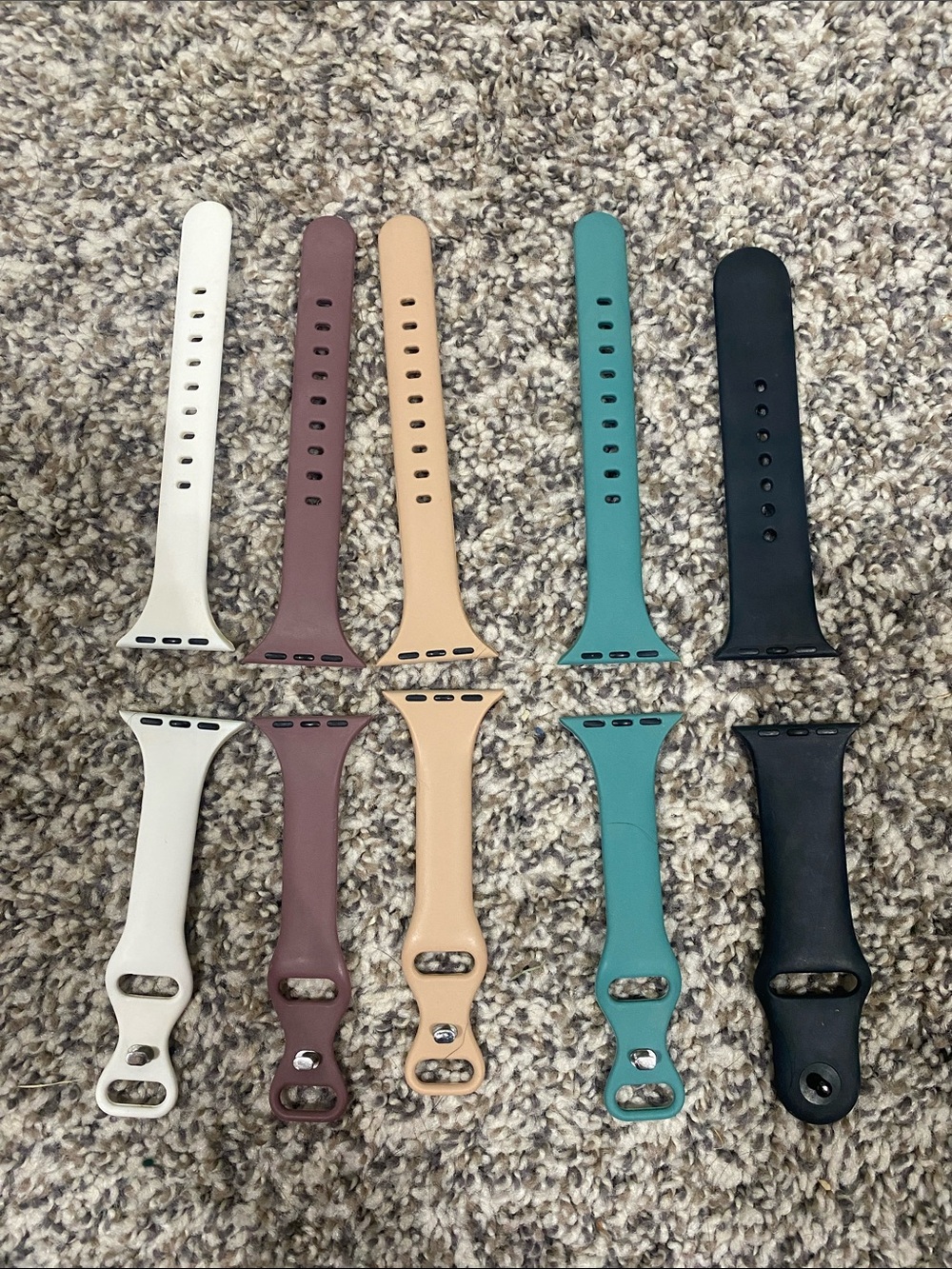 Silicone Watch Band Lot in Cream, Mauve, Tan, Teal, and Black